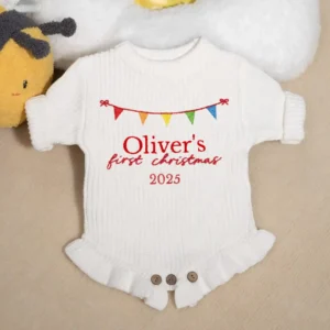Custom Baby First Christmas Knitted Romper
