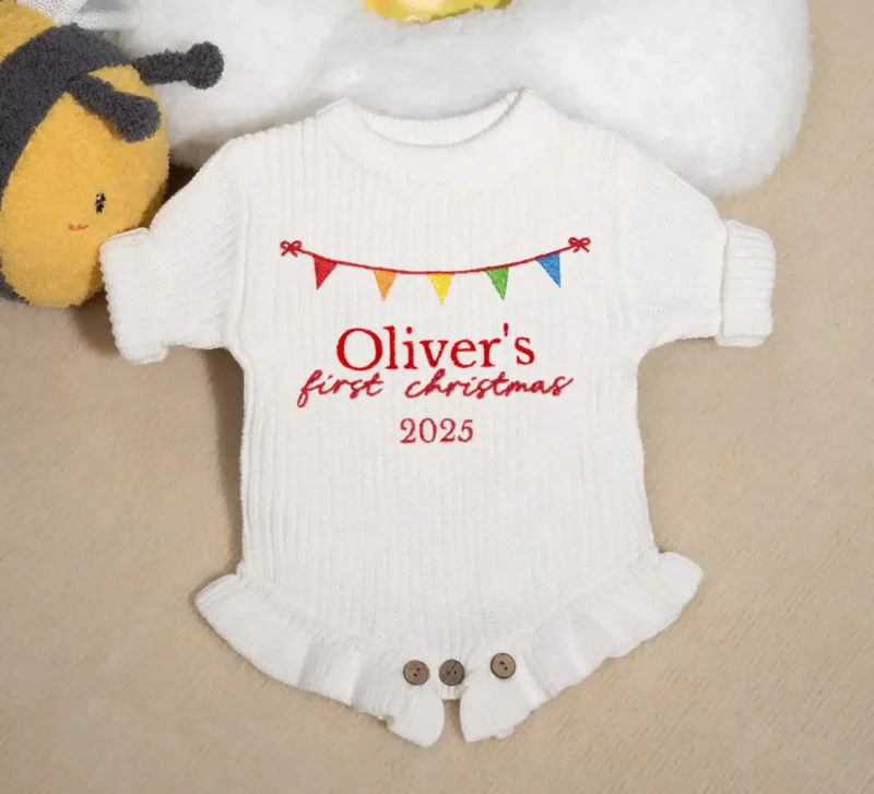 littlecustombaby baby fist christmas knitted romper 2
