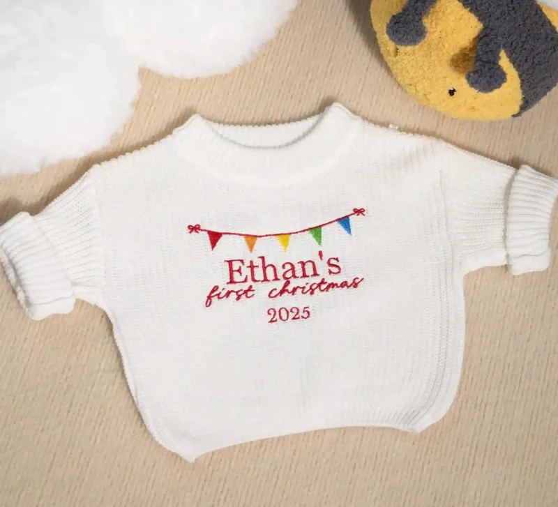 littlecustombaby baby fist christmas knitted sweater front 1