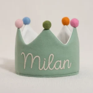 Handmade Sage Linen Birthday Crown